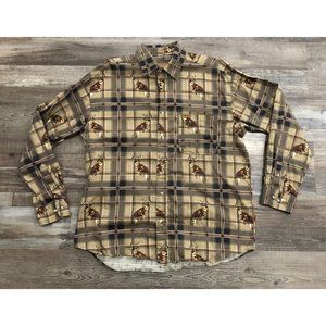 Buckhorn River Mens Large Brown Buck Deer All Over Print Button Shirt